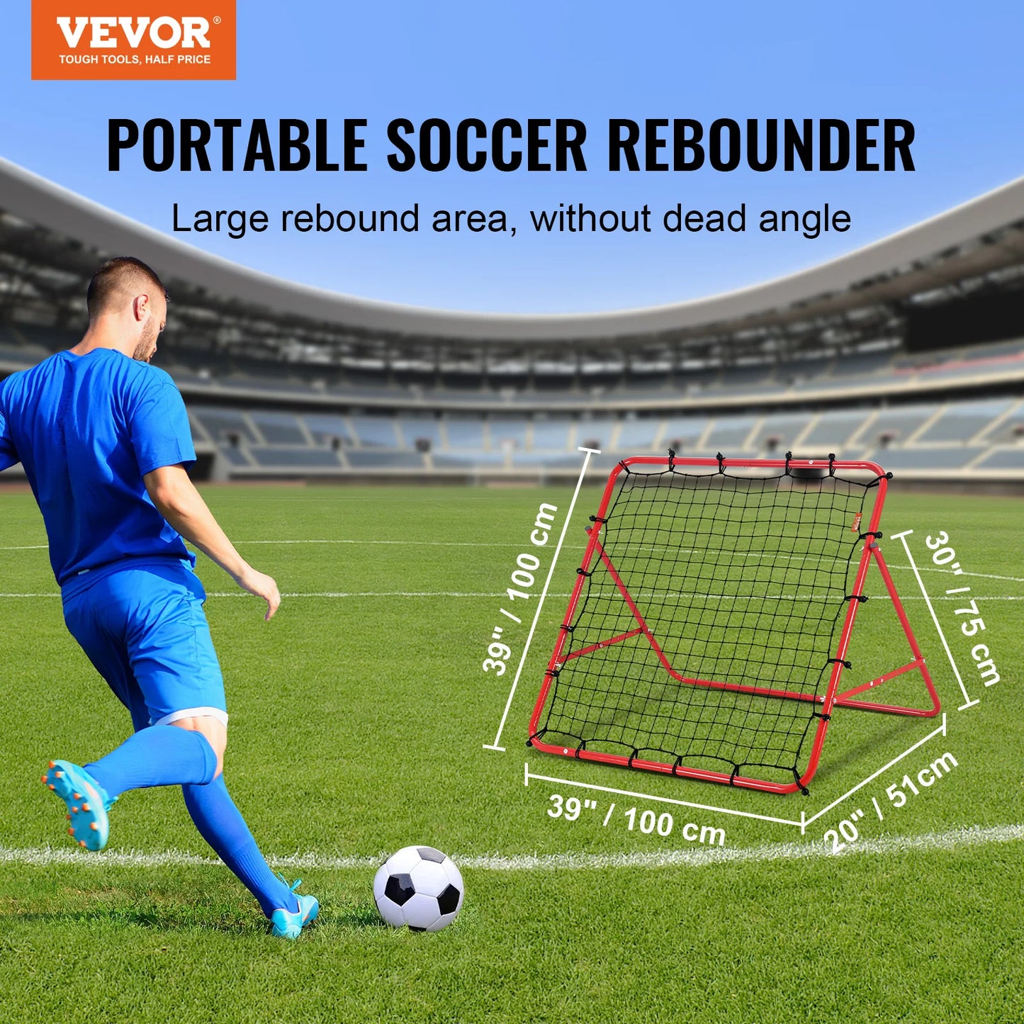 Portable Soccer Rebounder Net With Adjustable Angles For Training