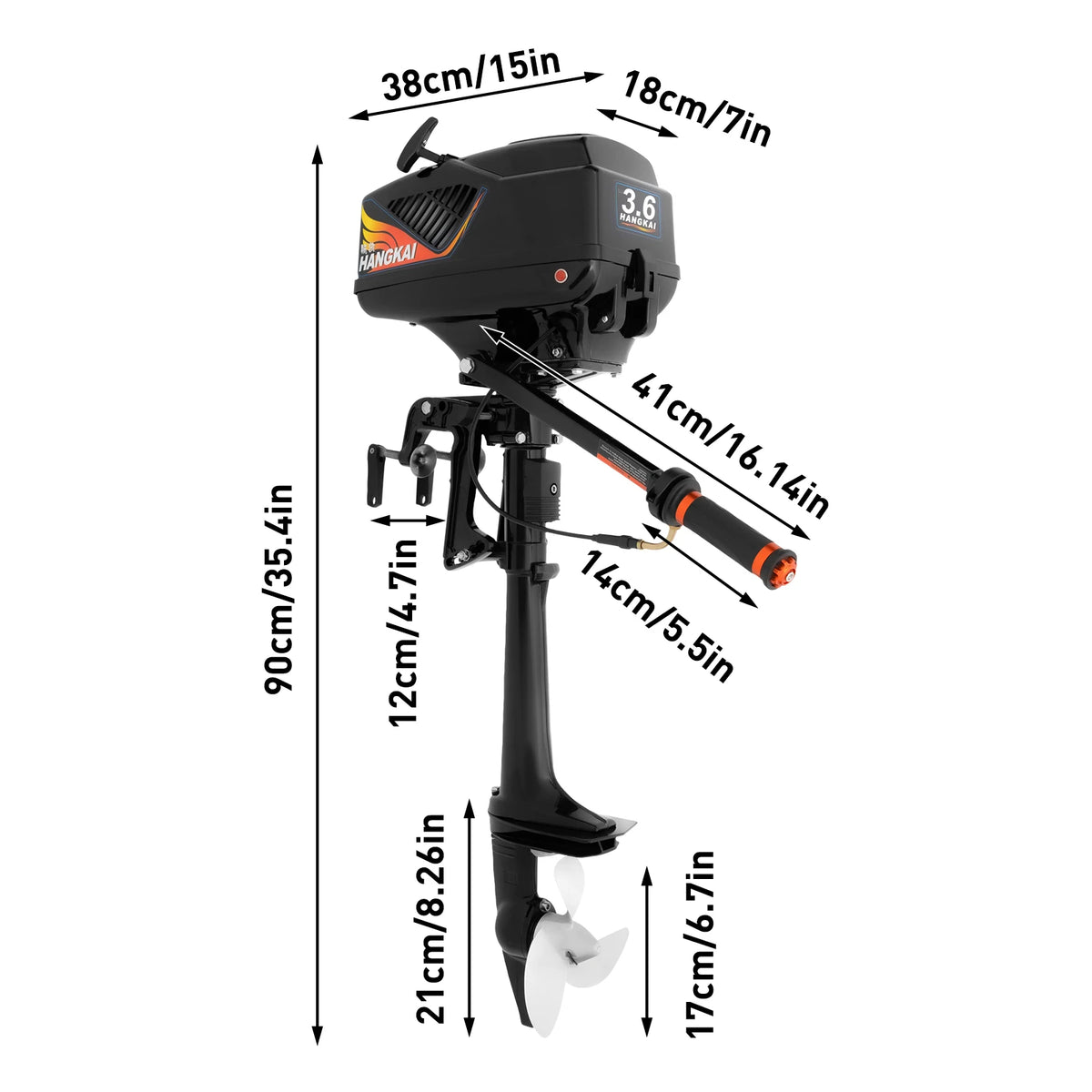 Bymaocar 2-Stroke 3.6 HP Outboard Motor for Inflatable Boats