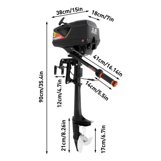 Bymaocar 2-Stroke 3.6 HP Outboard Motor for Inflatable Boats