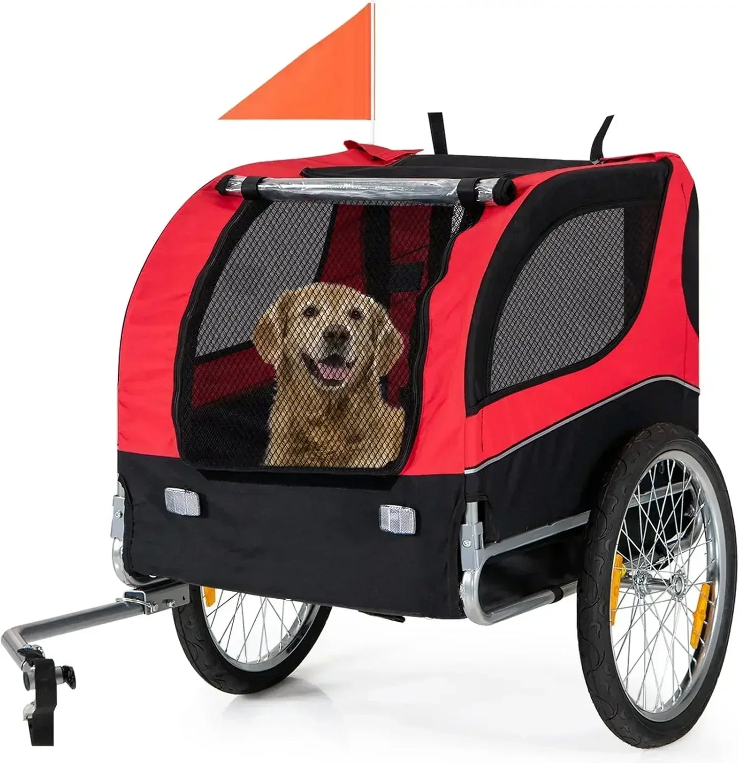 Dog Bicycle Trailer Aluminum Wheels Collapsible Carrier With 3 Doors