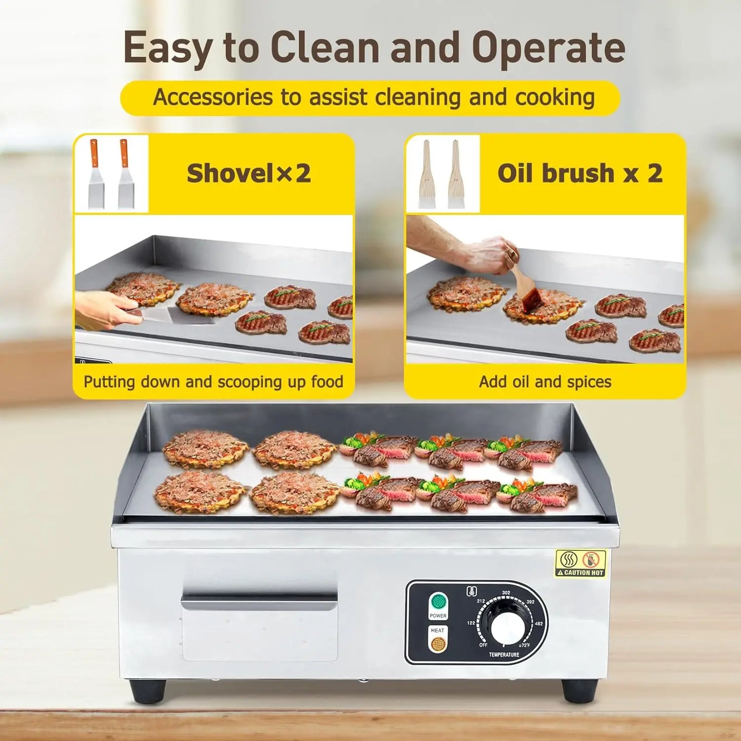 HiMISS Electric Griddle Outdoor Cooking With Adjustable Temperature