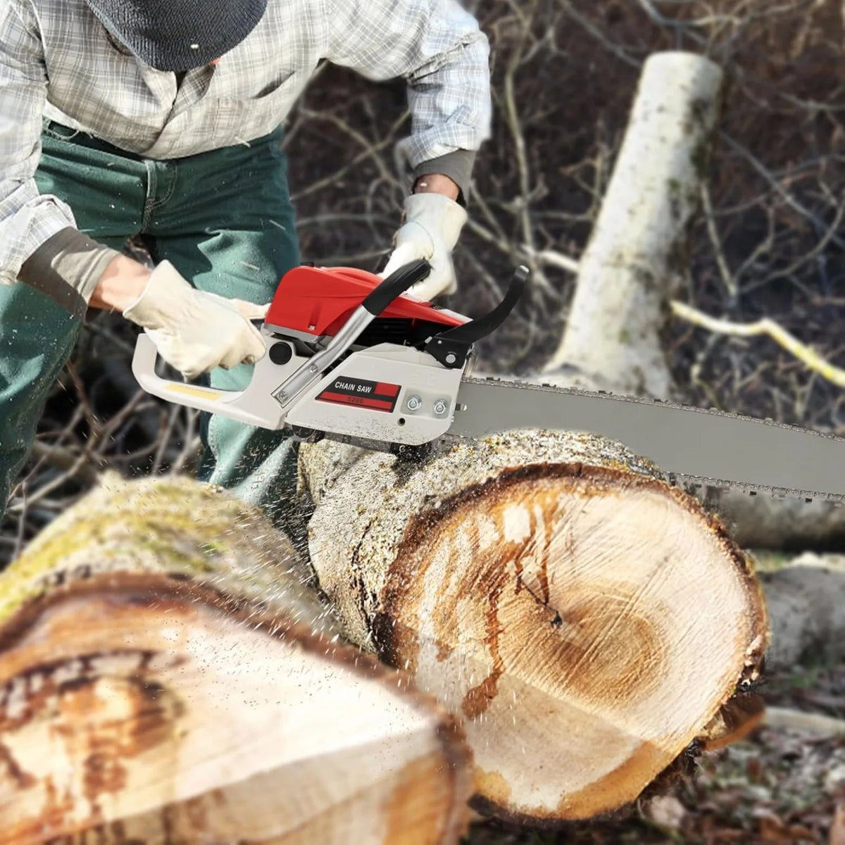 Portable Gas Powered Chainsaw for Tree and Wood Cutting