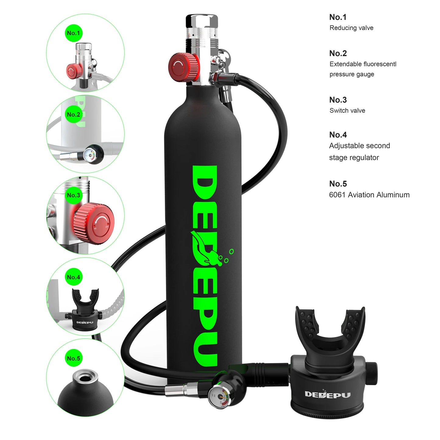 DEDEPU Portable Mini Diving Cylinder With Mask Snorkel Bag