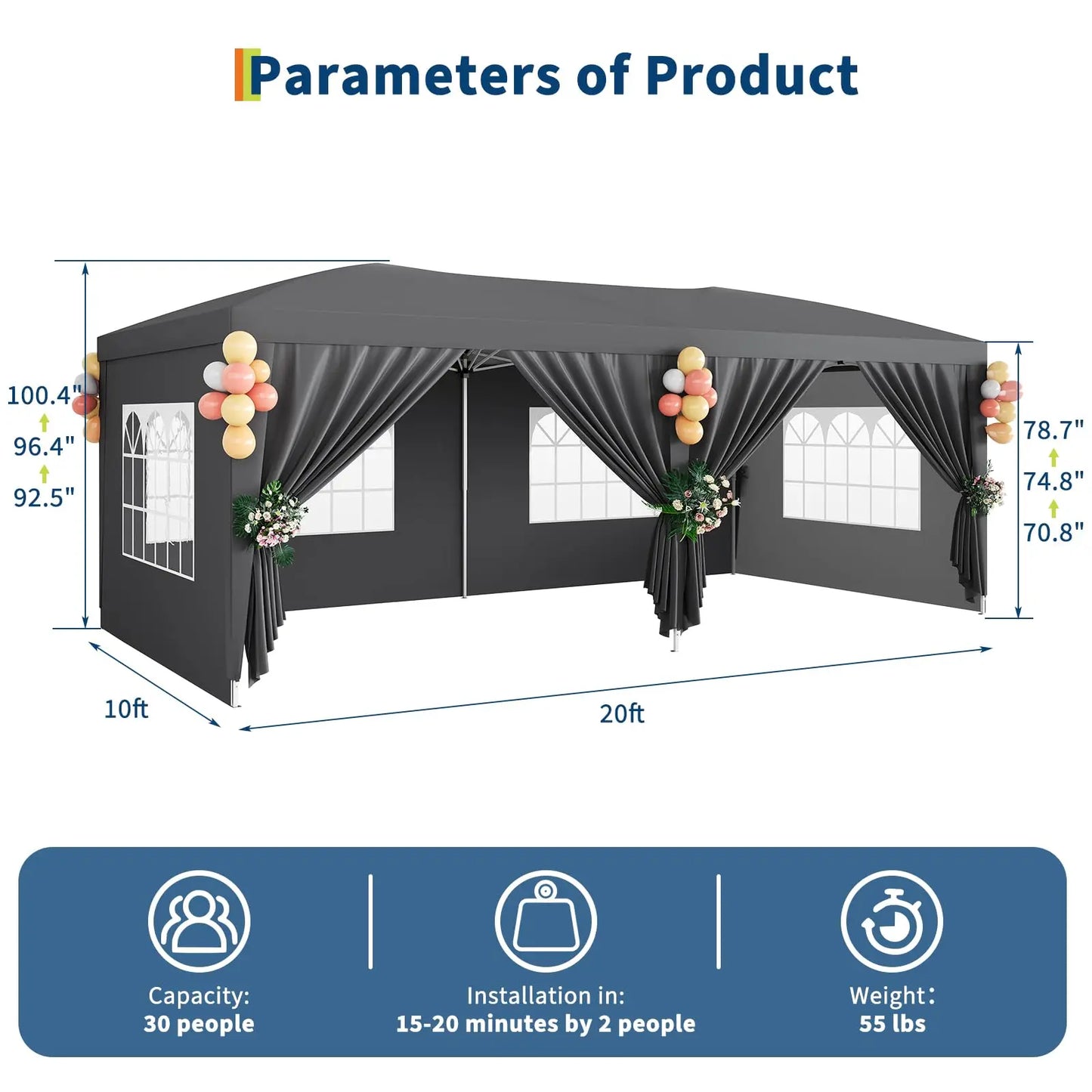HiMISS Heavy Duty Commercial Canopy Tent With Sidewalls