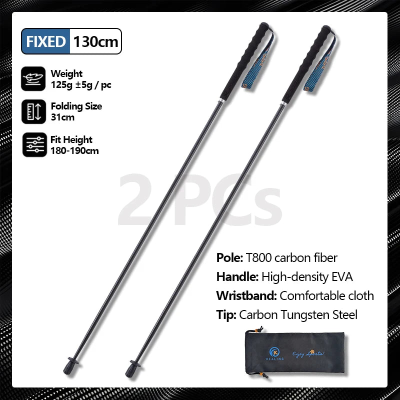 OKHEALING Pure Carbon Fiber Hiking Sticks 2 Pack Telescopic Poles