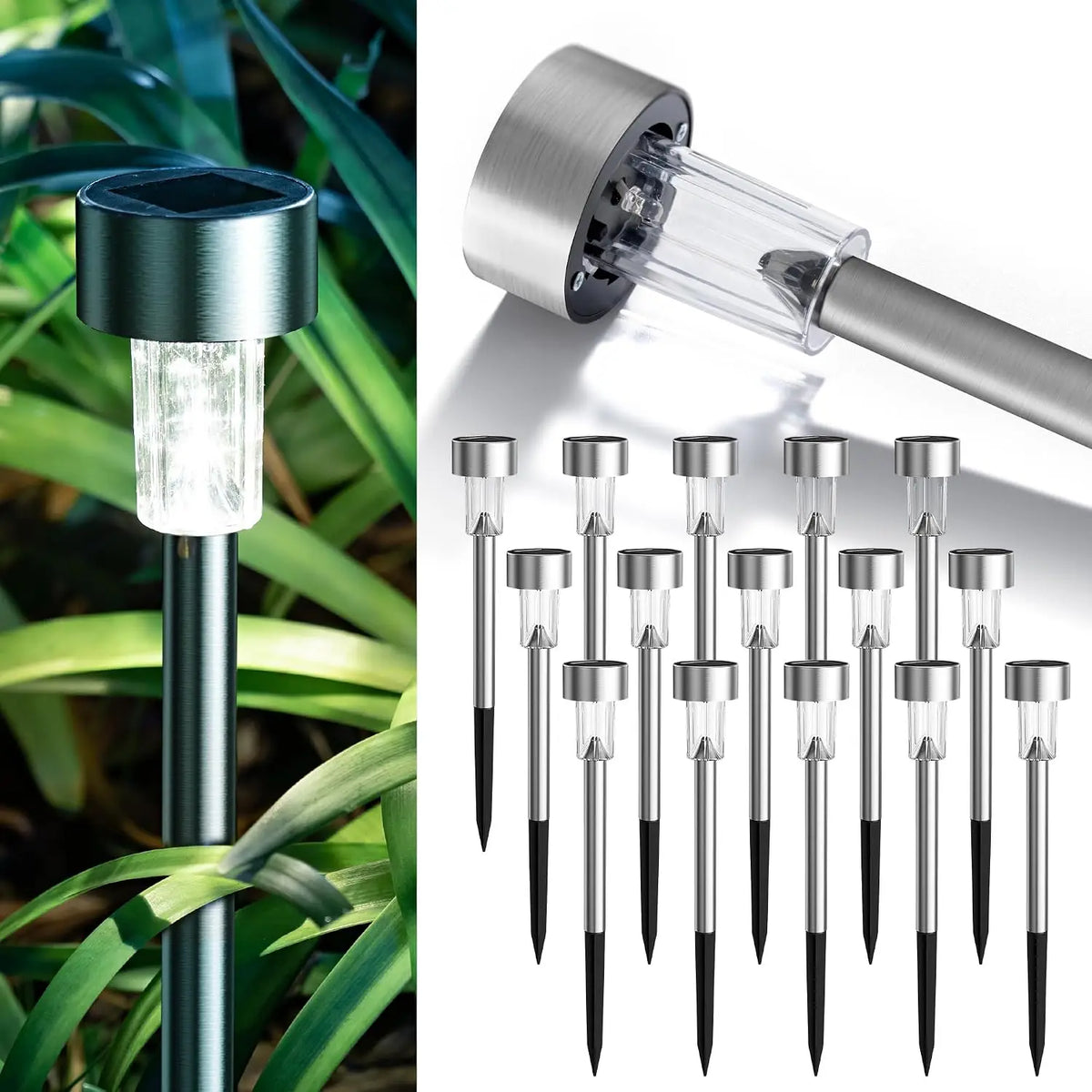 Stainless Steel Solar Garden Lights Waterproof Outdoor LED Pathway Lamps