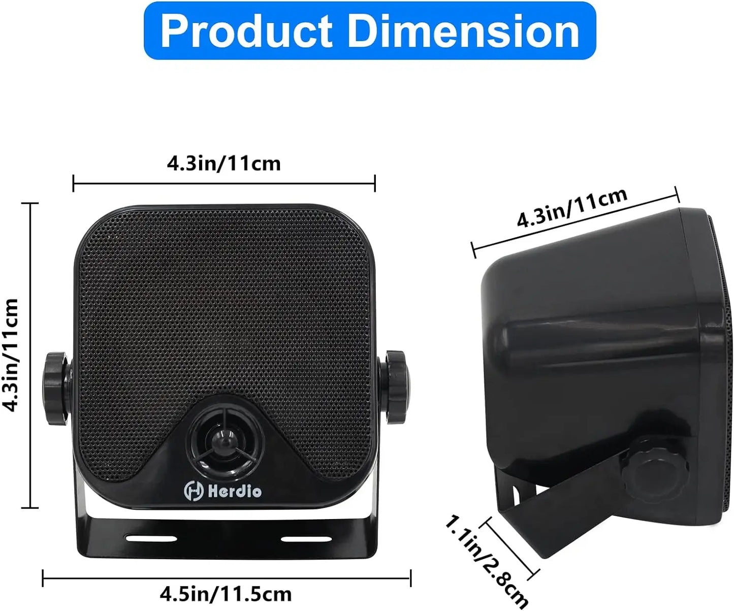 Herdio Waterproof Marine Speakers 100W Outdoor Audio System