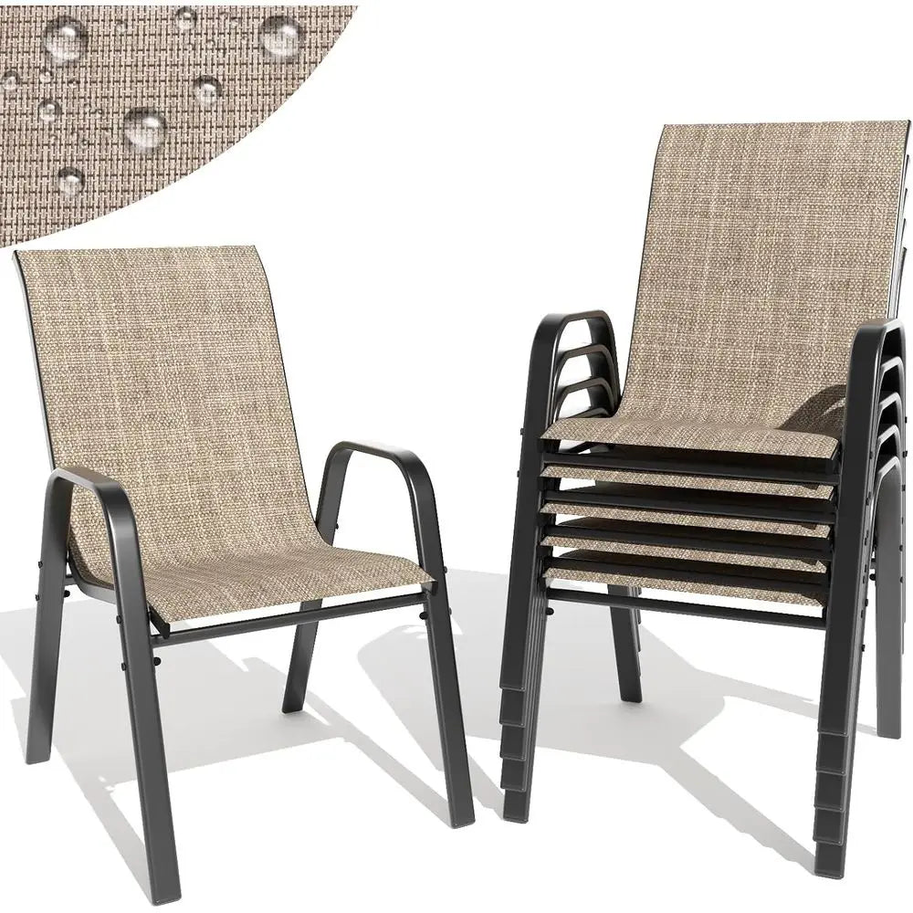 Outdoor Patio Dining Chairs Set Of 6 Stackable All Weather 350lb