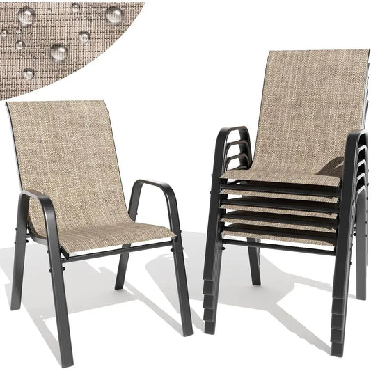 Outdoor Patio Dining Chairs Set Of 6 Stackable All Weather 350lb
