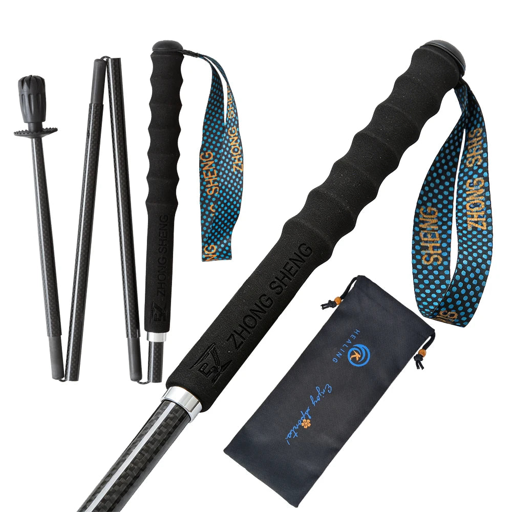 OKHEALING Pure Carbon Fiber Hiking Sticks 2 Pack Telescopic Poles
