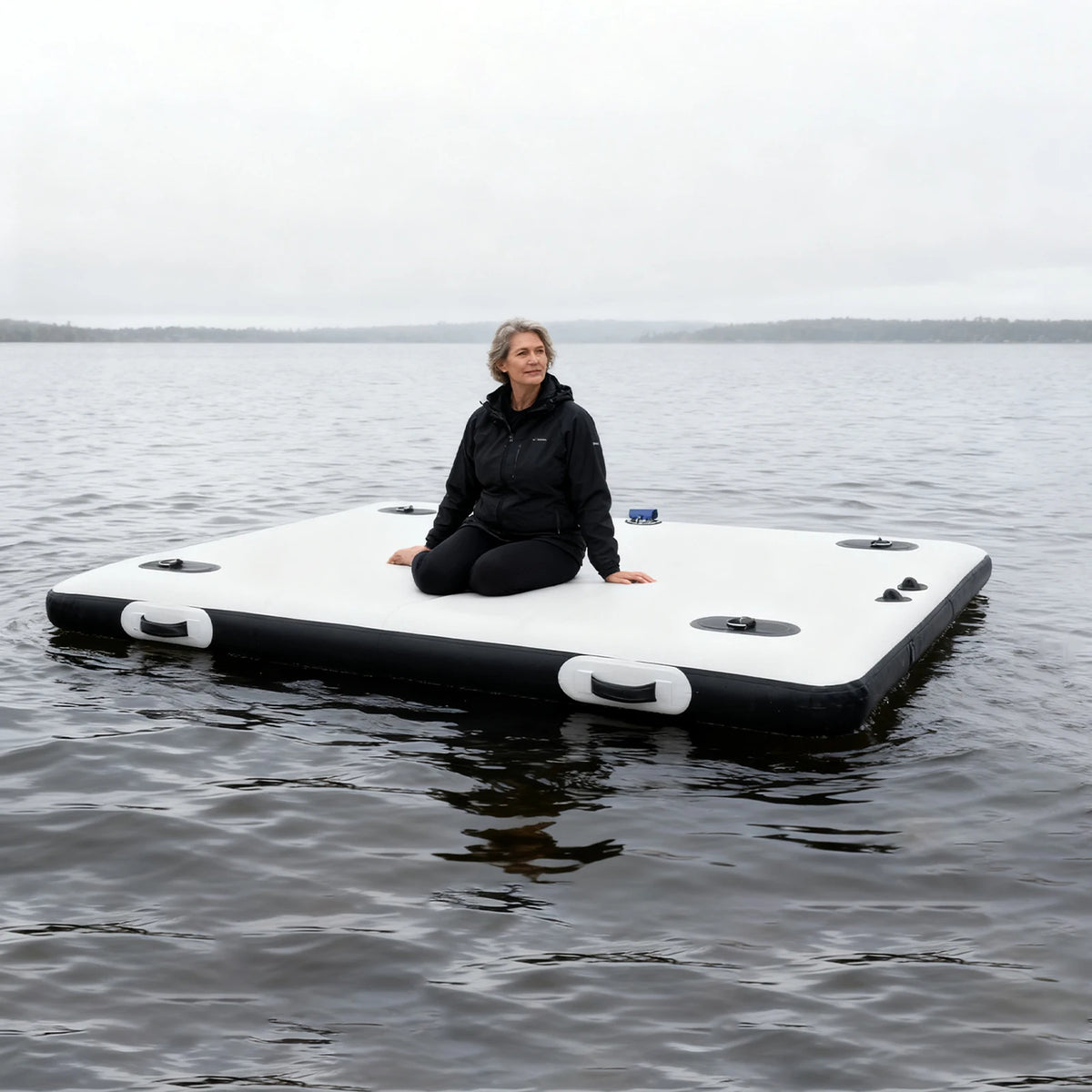 Inflatable Fishing Platform Dock With Outboard Motor Support