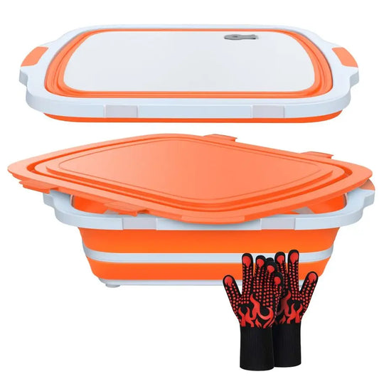 Collapsible BBQ Prep Tub With Cutting Board And Drain Plug