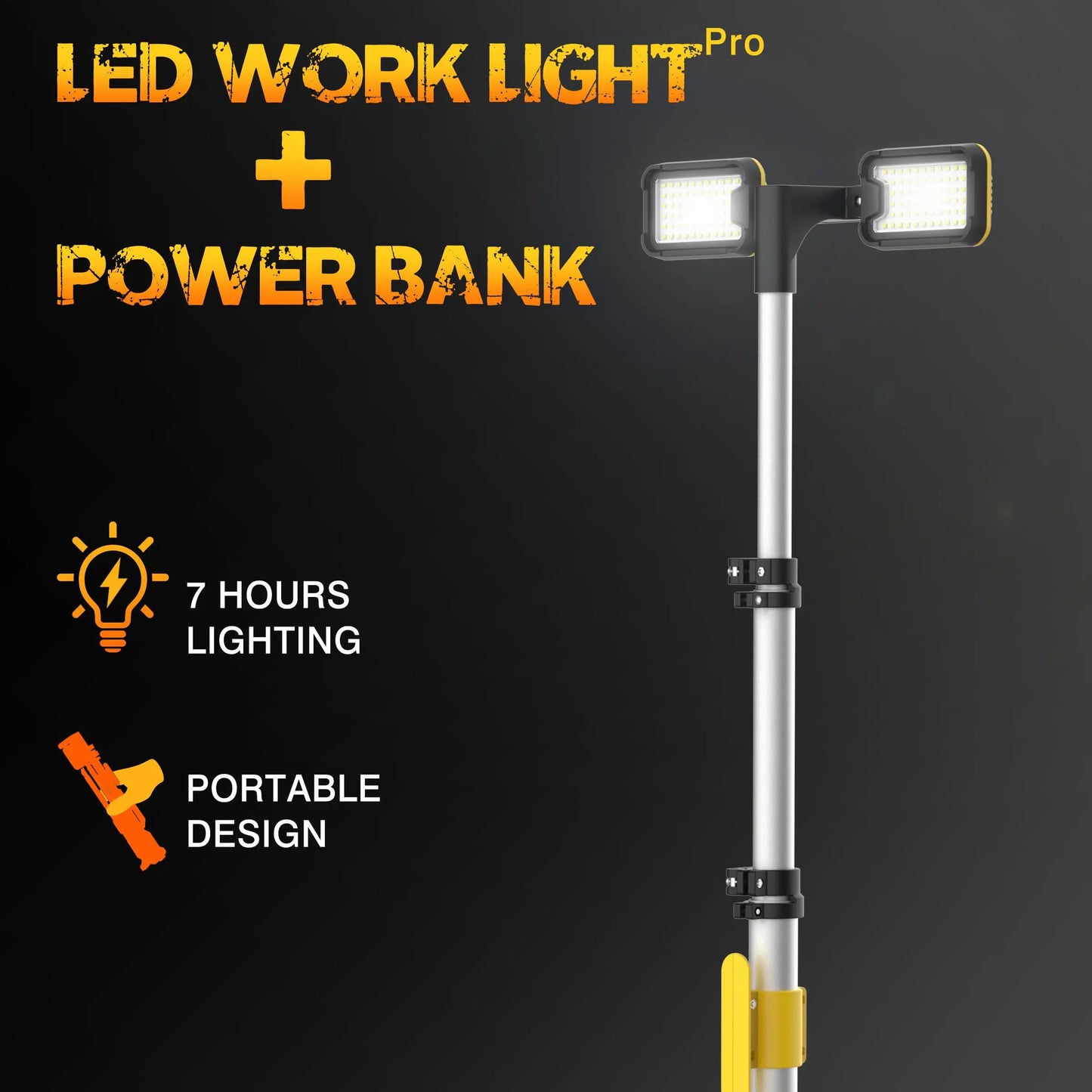 LED Work Light 80000LM Rechargeable With Power Bank IP65 Waterproof