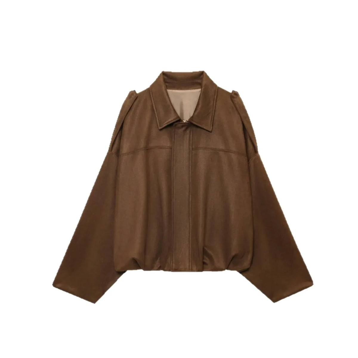 Womens Casual Suede Textured Pilot Jacket With Zipper