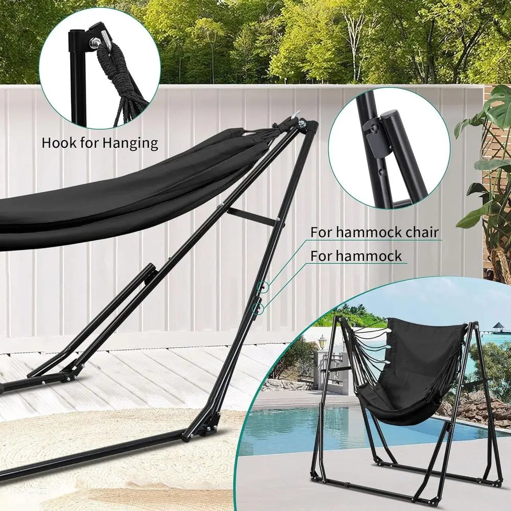 Portable 2 In 1 Hammock And Swinging Chair With Stand