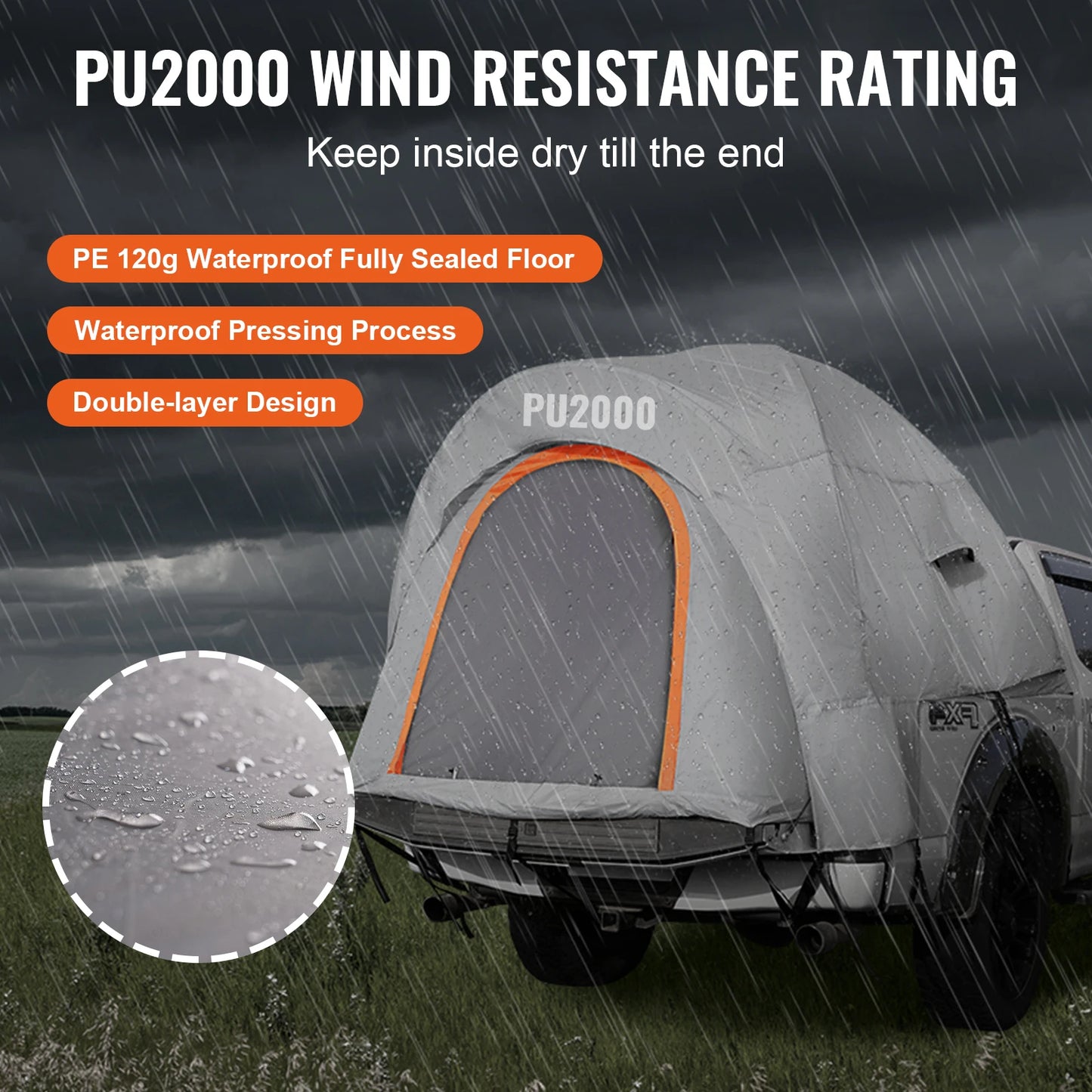 SucceBuy Truck Bed Tent With Rainfly For Camping Travel