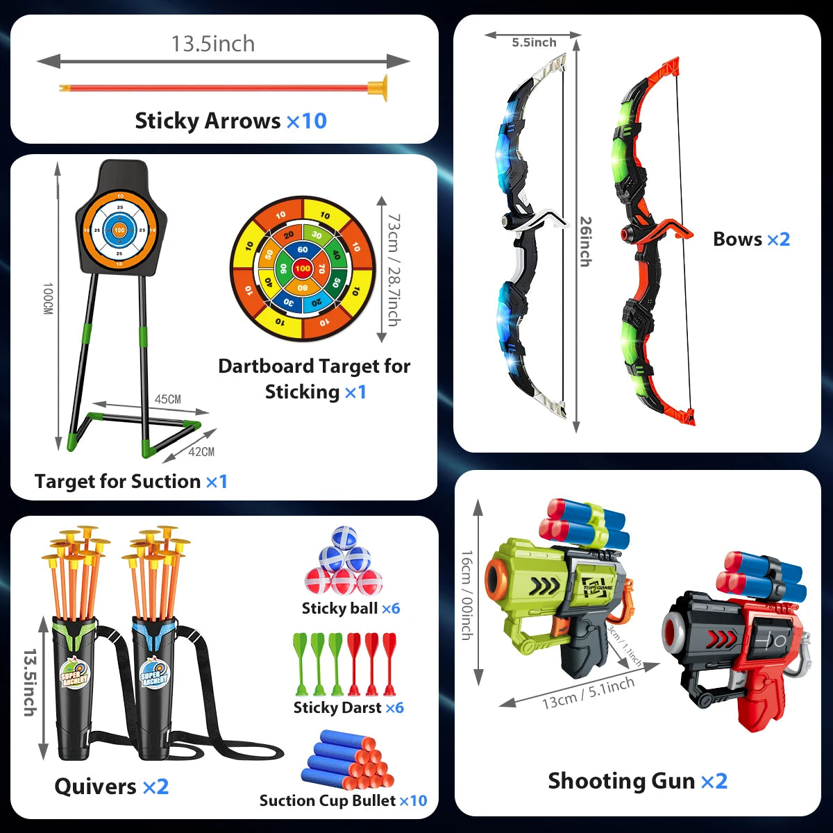VATOS Bow And Arrow Toy Set For Kids Outdoor Archery Game