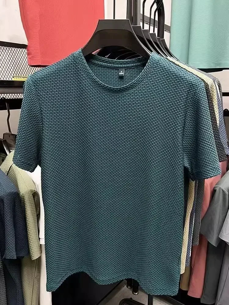 Men's Short Sleeve Mesh Bamboo Ice Silk Casual T Shirt