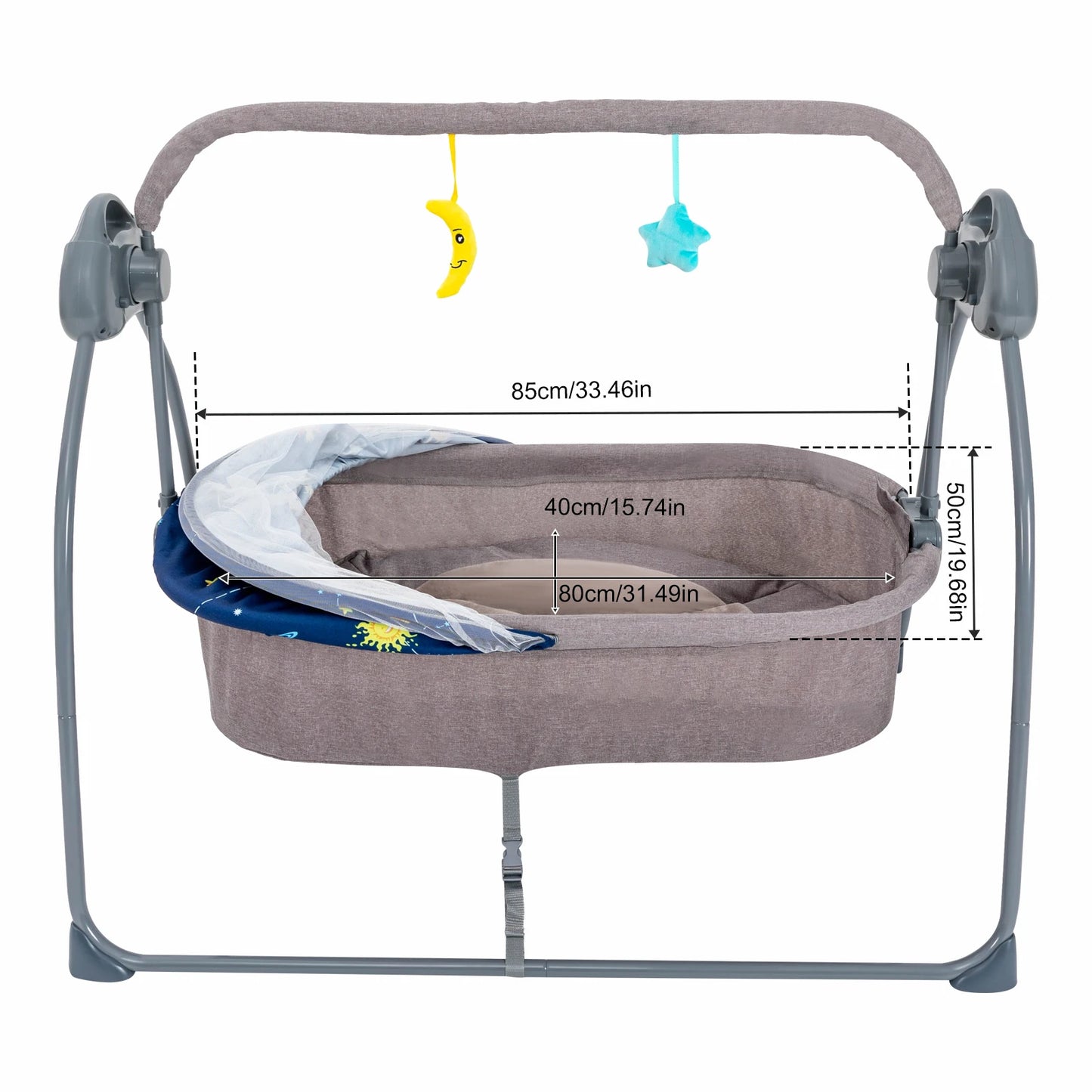 Bymaocar Electric Baby Cradle Swing With Remote Control 5 Speeds