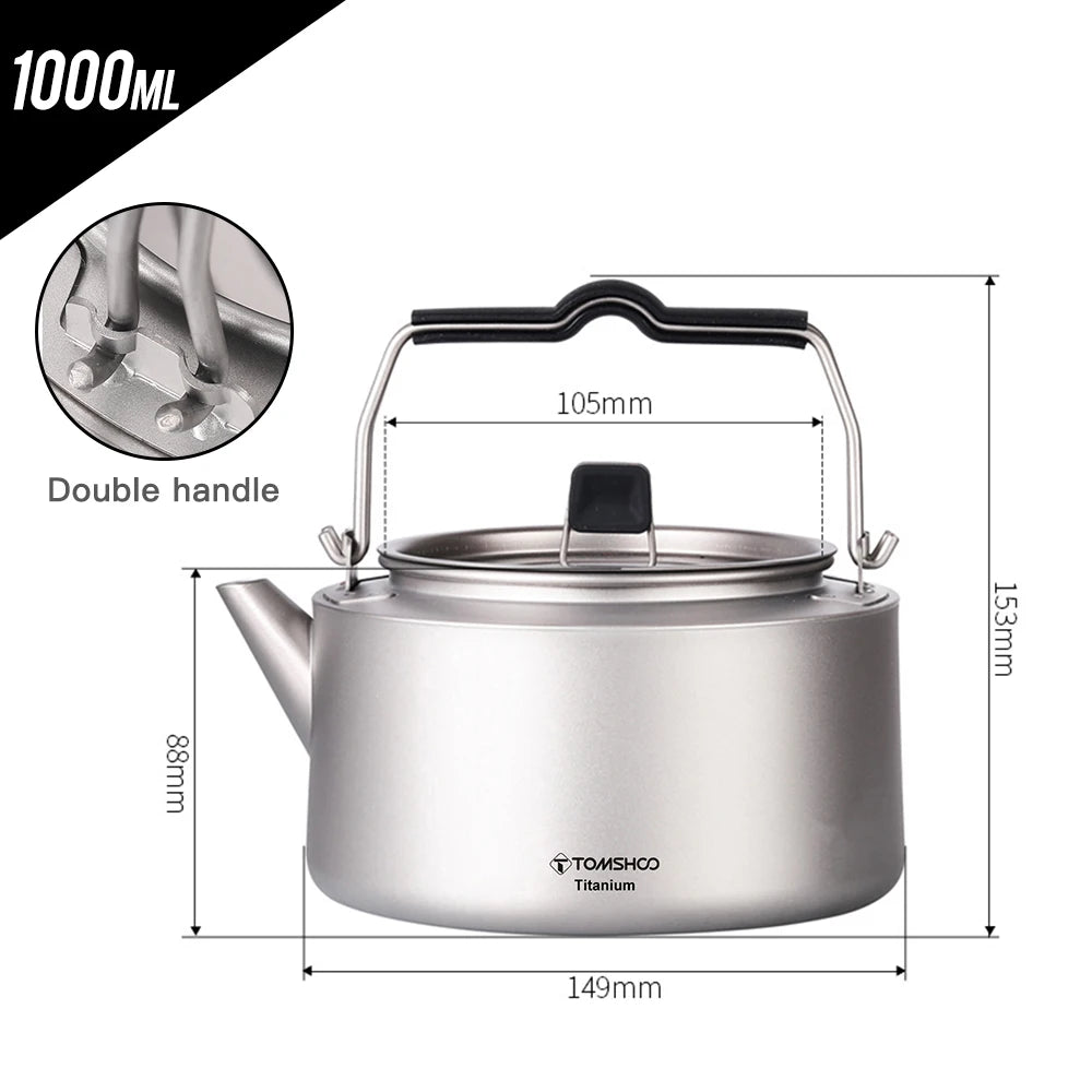 Ultralight Titanium Camping Kettle For Outdoor Travel And Coffee