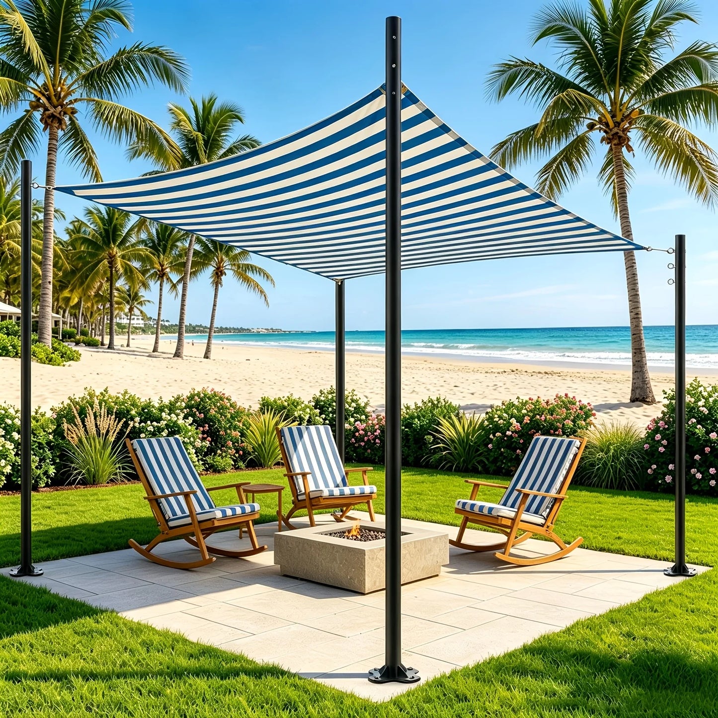 4-Pack Heavy Duty Metal Shade Sail Poles Outdoor Post Kit
