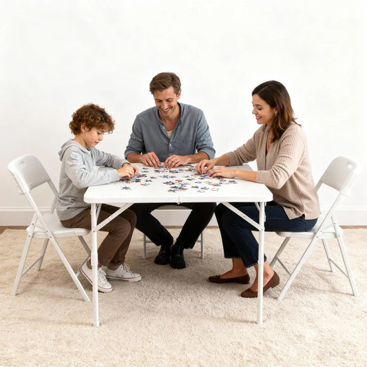 HiMISS Portable Folding Utility Table With Carry Handle for Dining