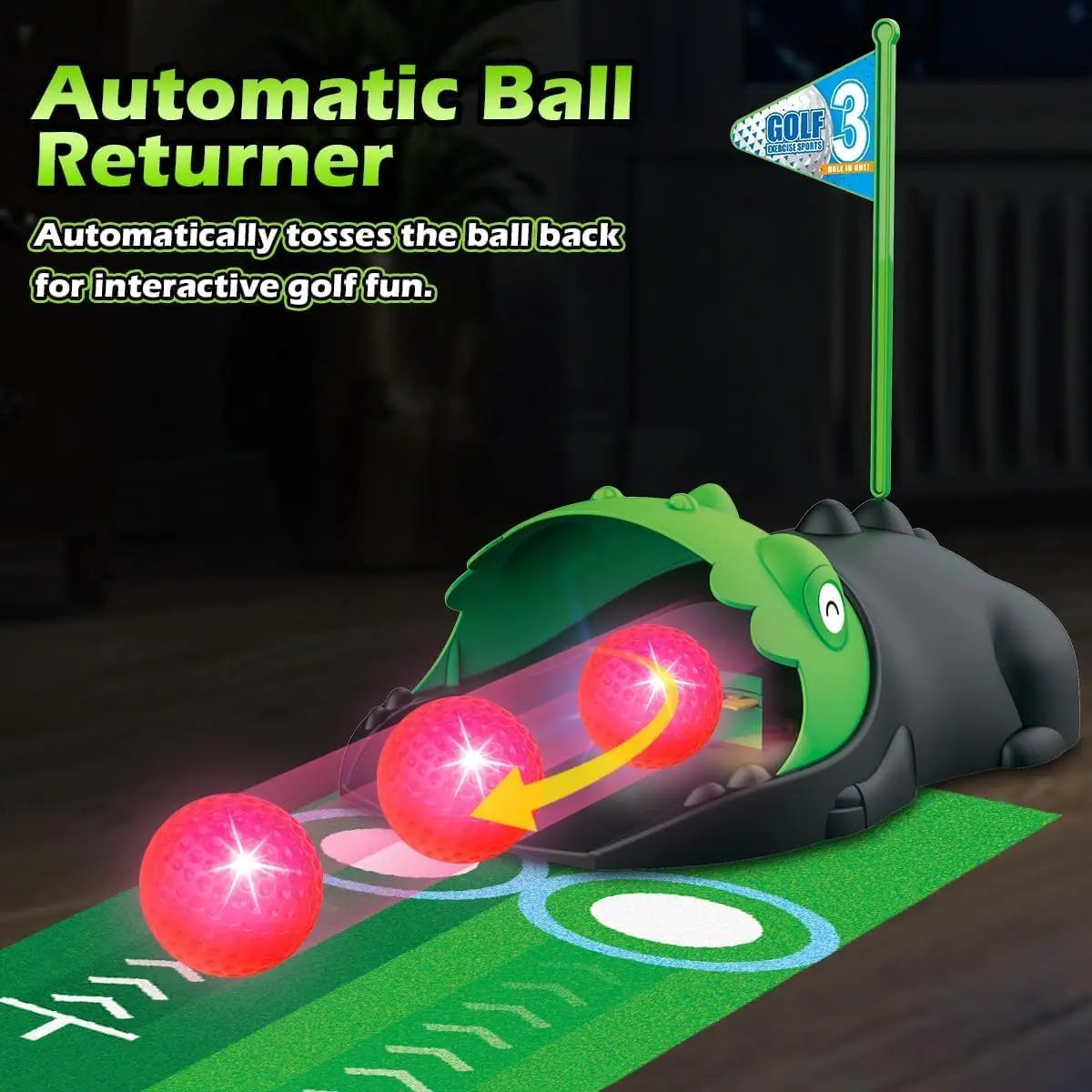 VATOS Kids Auto Return Golf Set With Night Light Balls
