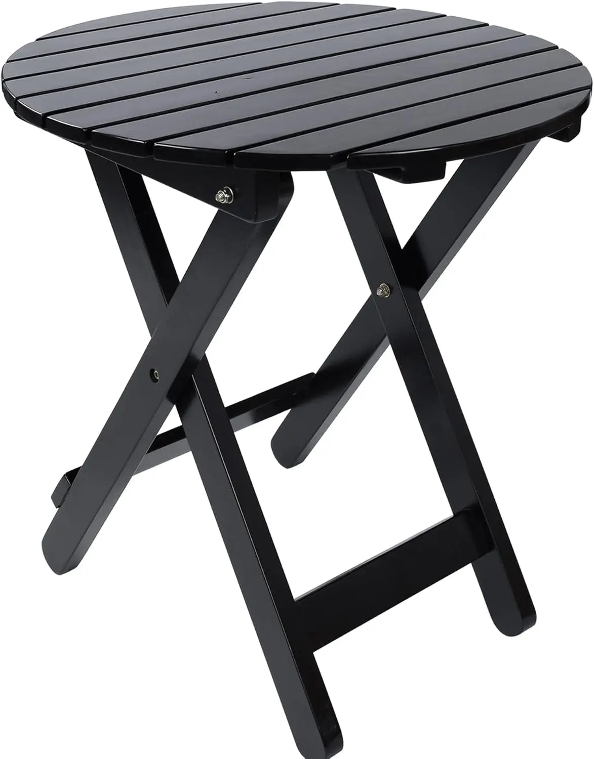 XIUWO Outdoor Round Wood Patio Side Table Folding End Table