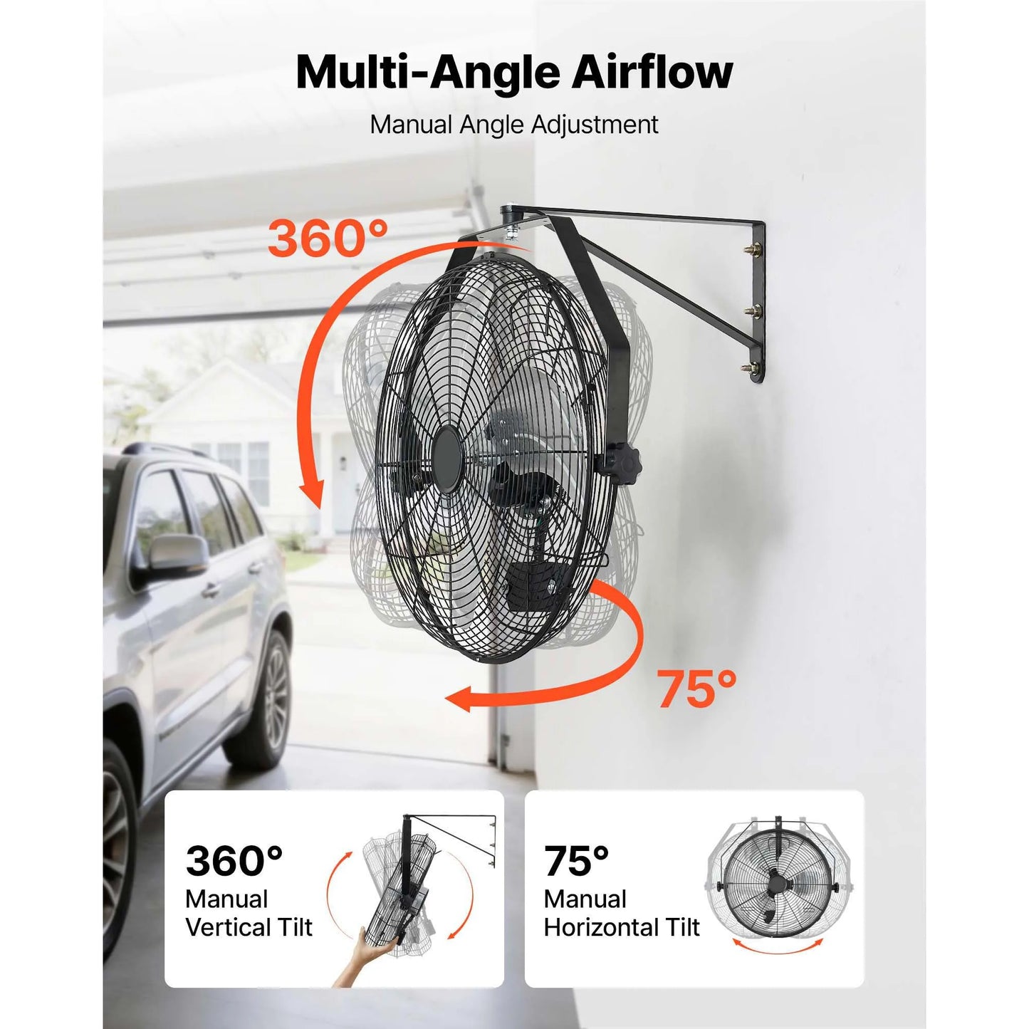 SucceBuy Wall Mount Fan 3 Speed Adjustable Rotation Industrial Workshop