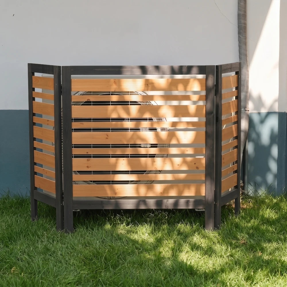 Wooden Outdoor Air Conditioner Privacy Screen Freestanding Garden Fence
