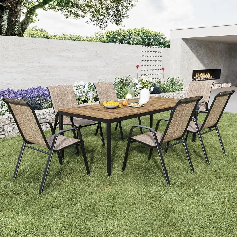 Outdoor Patio Dining Chairs Set Of 6 Stackable All Weather 350lb