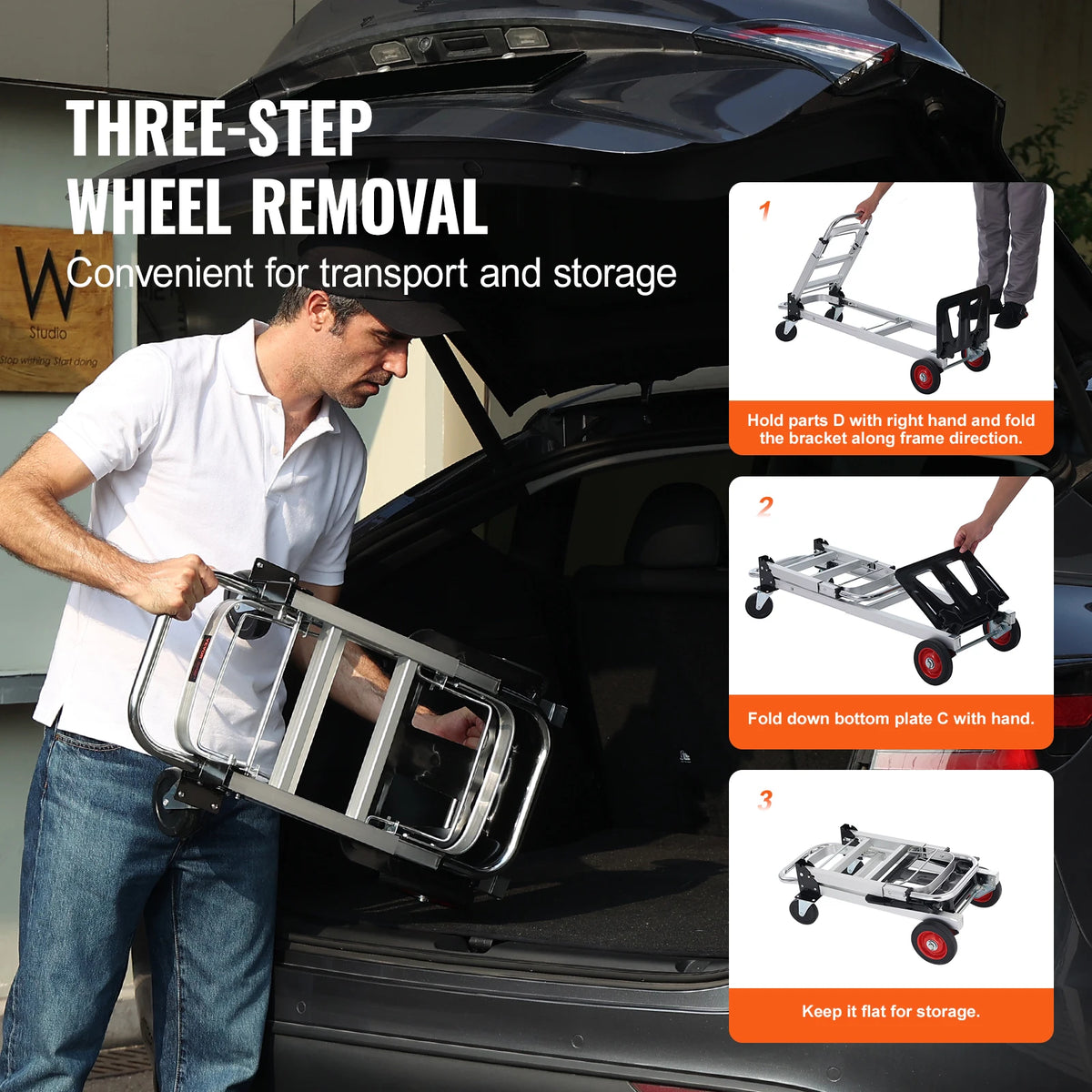SucceBuy Folding Hand Truck Dolly With Wheels For Moving Transport