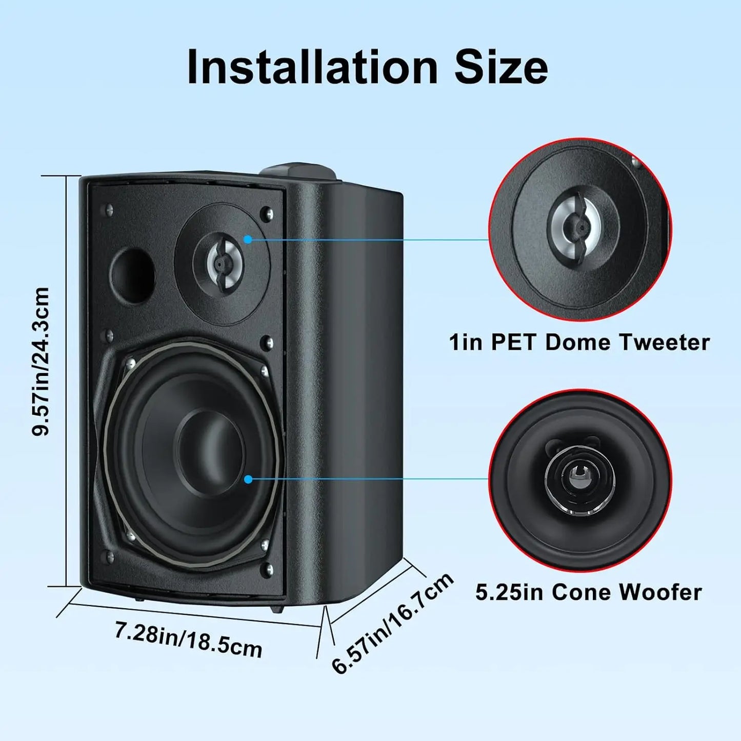Herdio Outdoor Speaker System 300W Waterproof Wall-Mounted