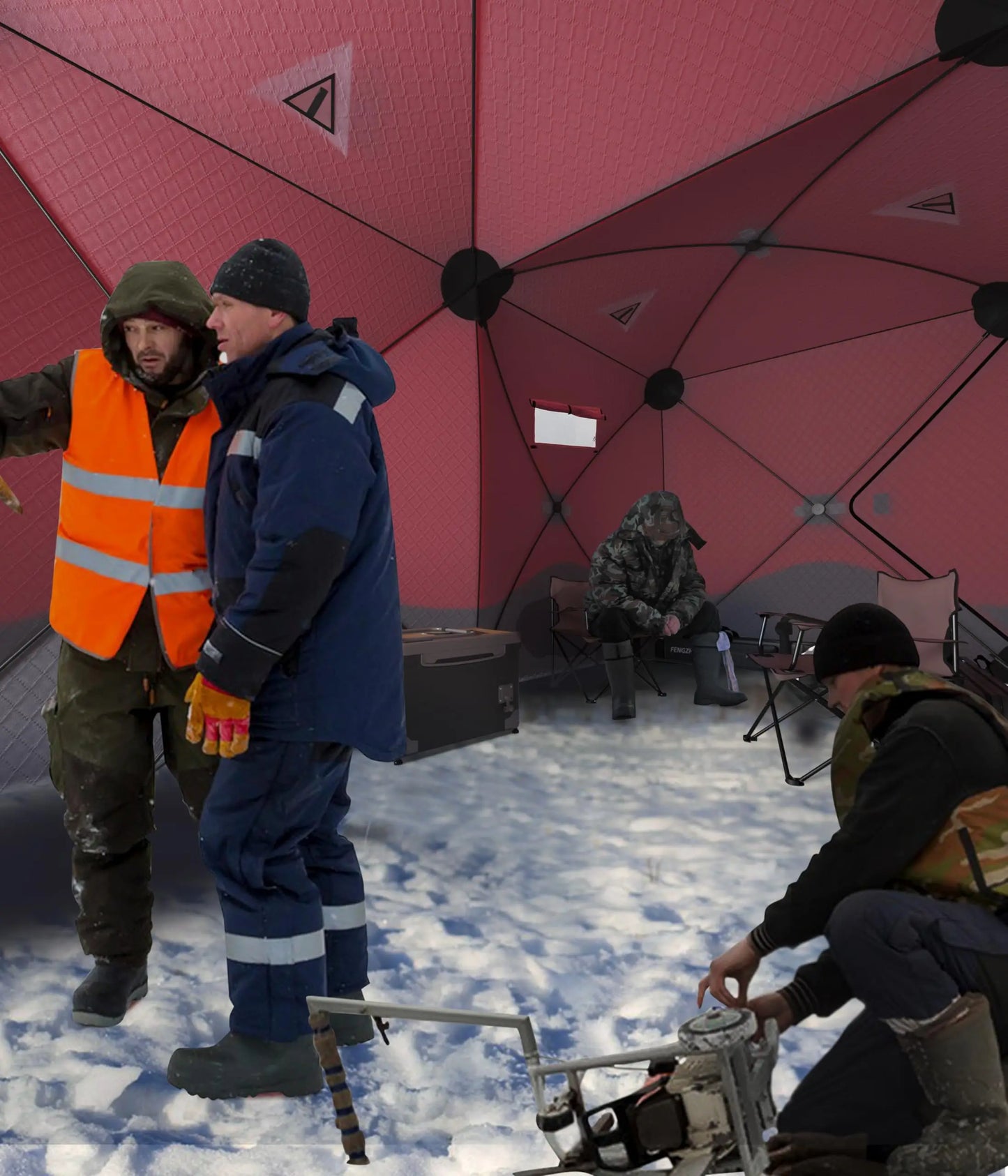 Pop Up Ice Fishing Shelter Insulated Hub Style Windproof Tent