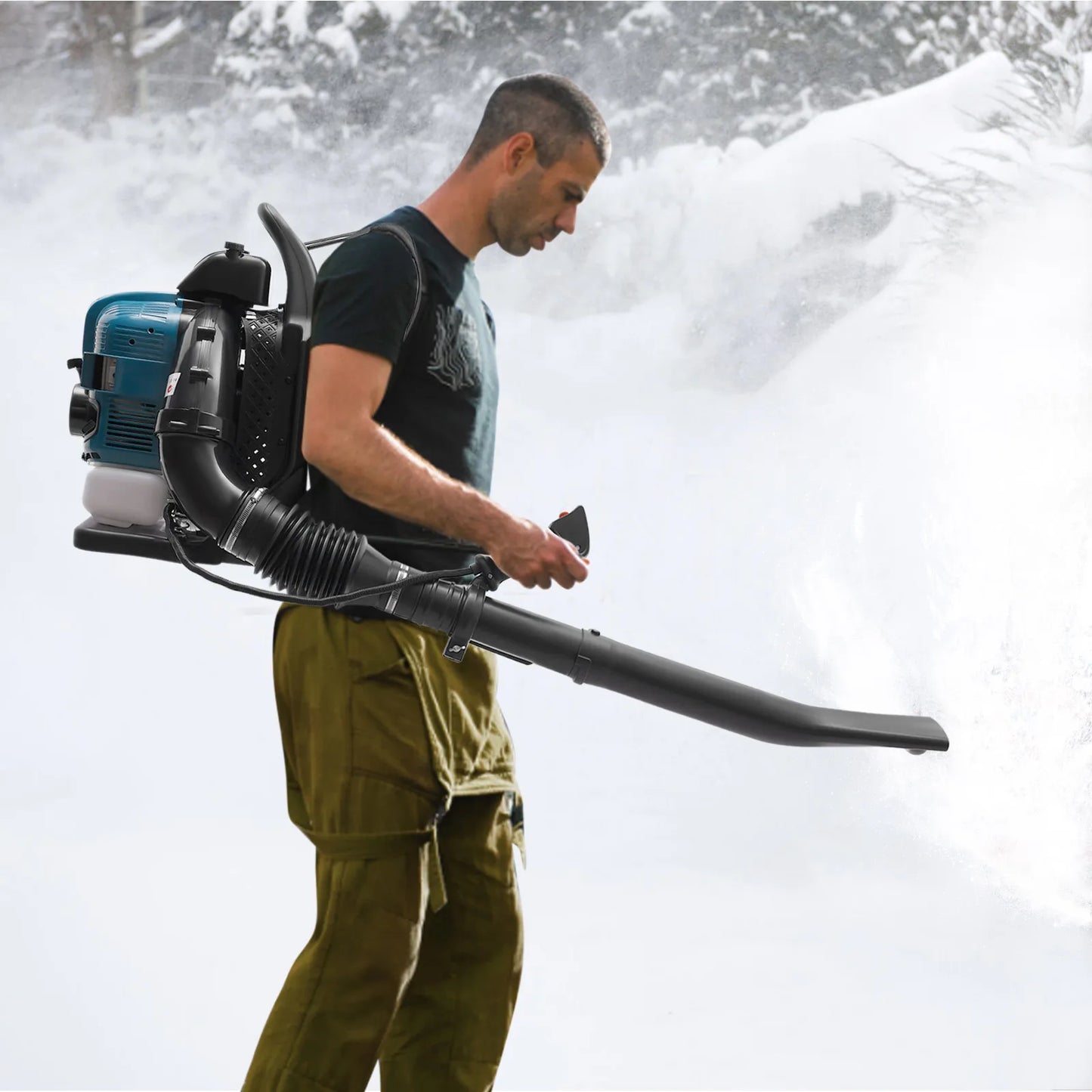 Bymaocar 75.6CC Four Stroke Gas Powered Backpack Leaf Blower