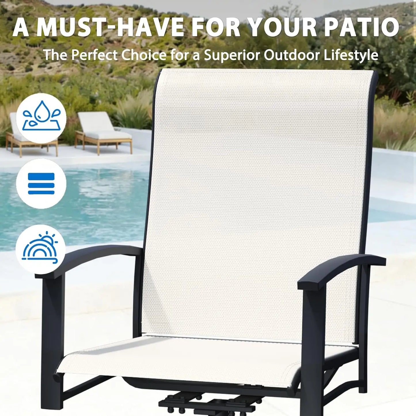 Patio Swivel Chairs Set Of 4 With Breathable Mesh Seats