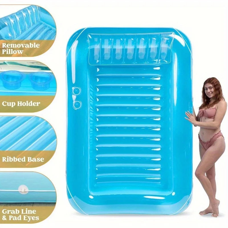 Joyfy Premium Inflatable Pool Tanning Lounger With Pillow