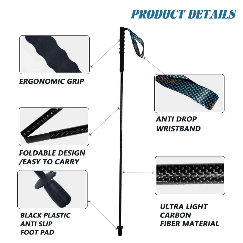 OKHEALING Pure Carbon Fiber Hiking Sticks 2 Pack Telescopic Poles
