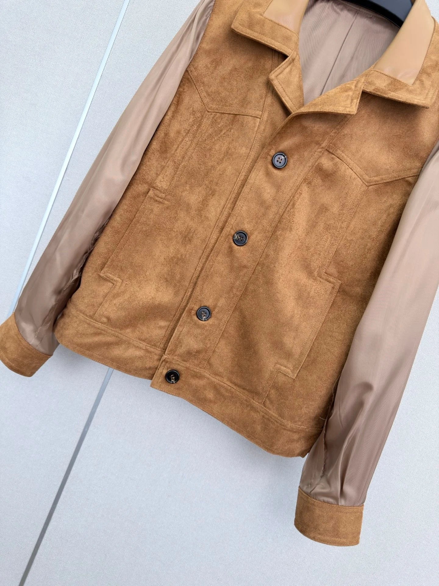 Women's Leather Long Sleeve Lapel Button Jacket Autumn Winter