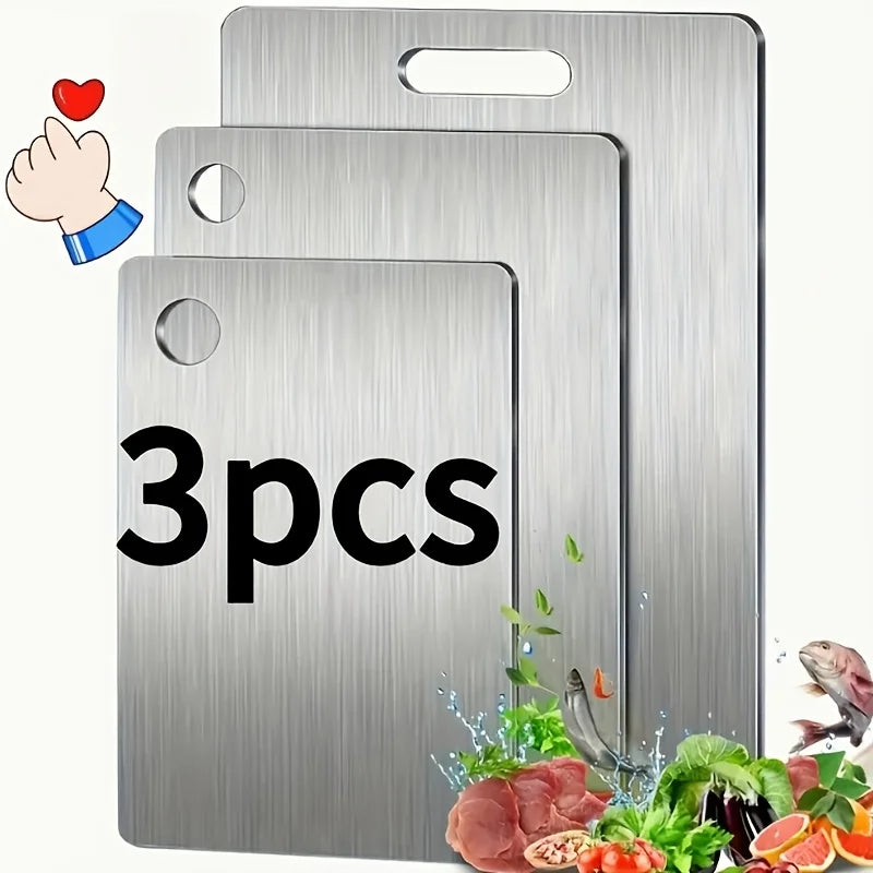 Stainless Steel 3 Piece Cutting Board Set BPA Free