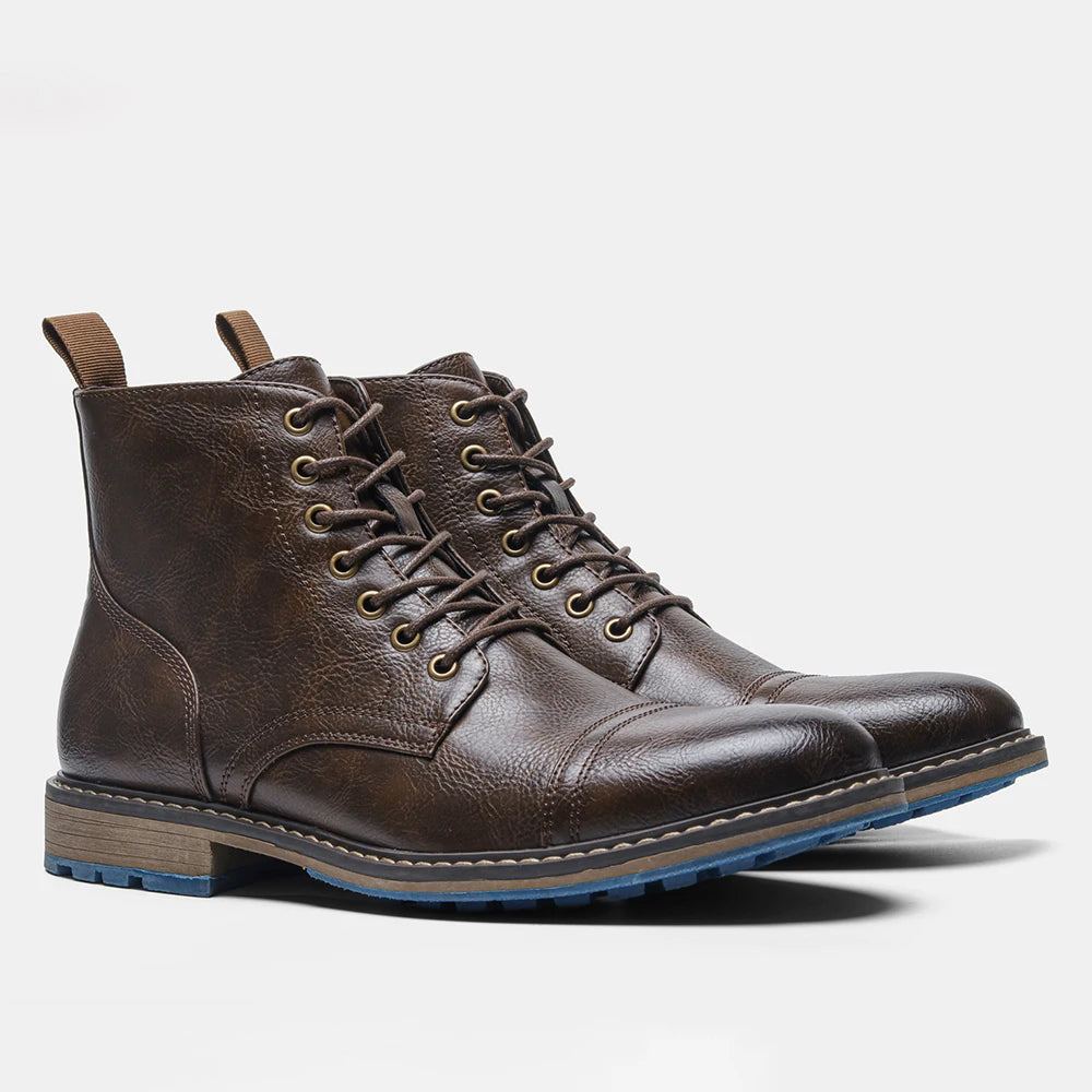 Hecrafted Retro Mens Ankle Boots Leather Comfort Spring Fashion