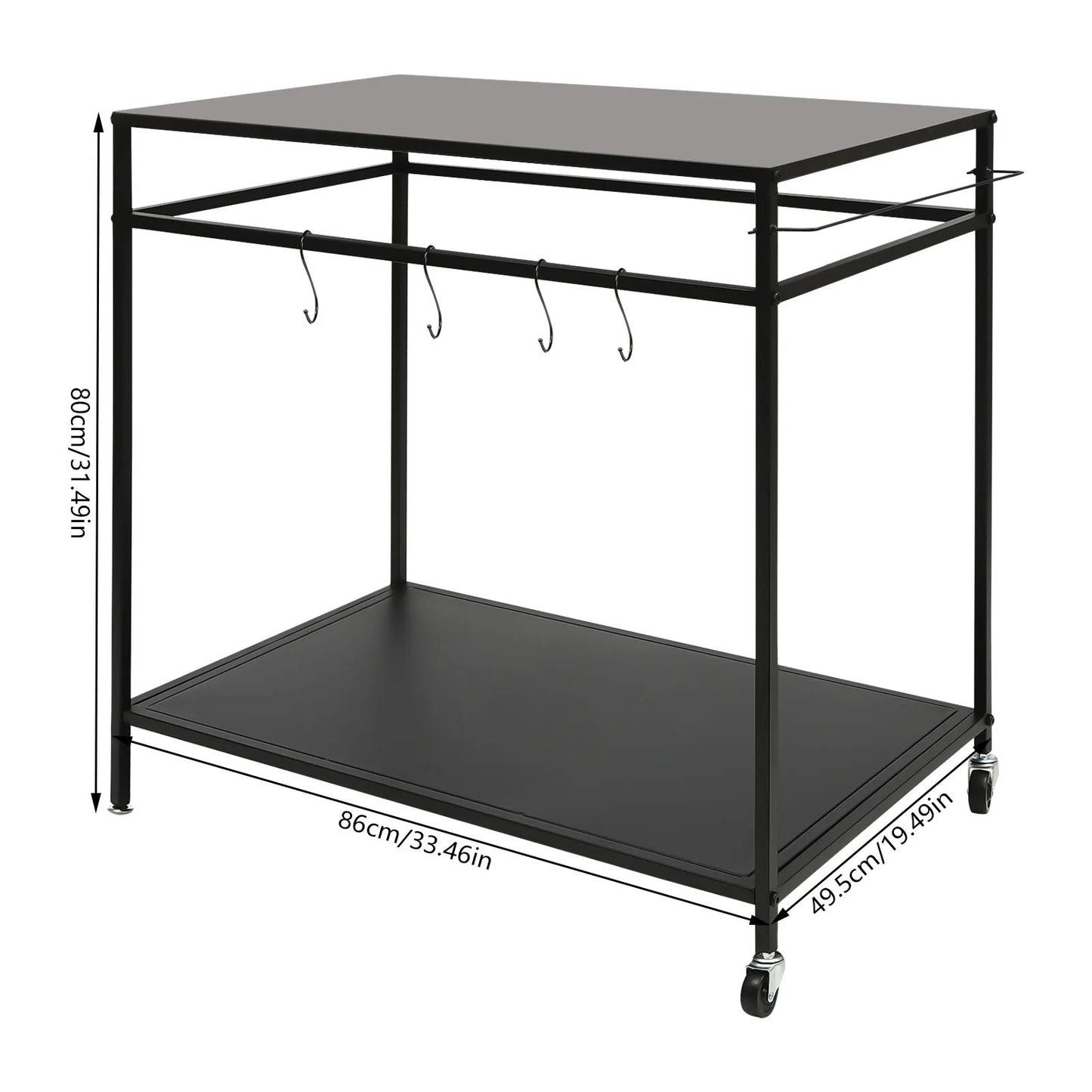 Bymaocar Double Shelf Rolling Kitchen Cart With Spice Rack