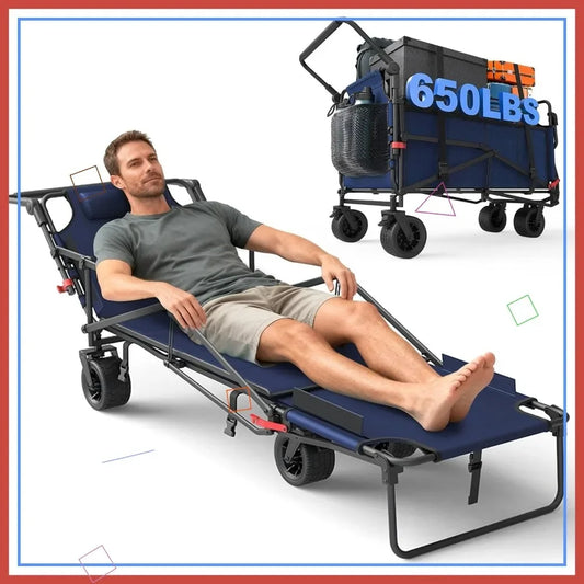 Heavy Duty Folding Wagon Cart 650lb Capacity All Terrain Wheels