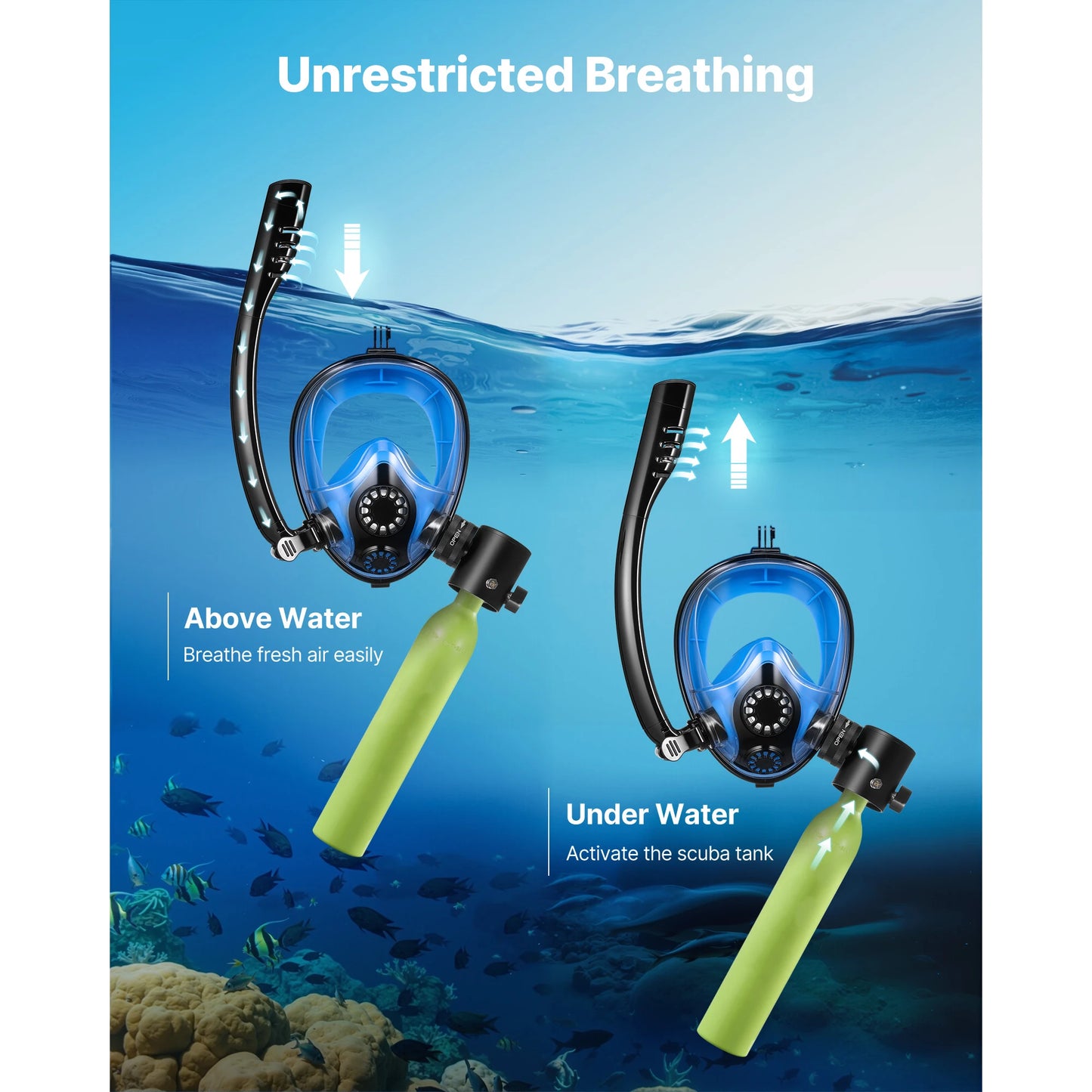 SucceBuy Mini Scuba Tank Portable Pony Bottle For Snorkeling