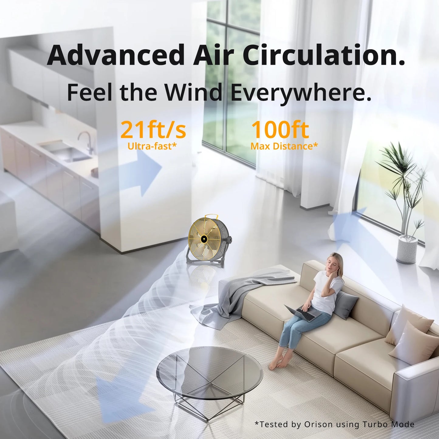 Orison Cordless High Velocity Floor Fan With Remote Control