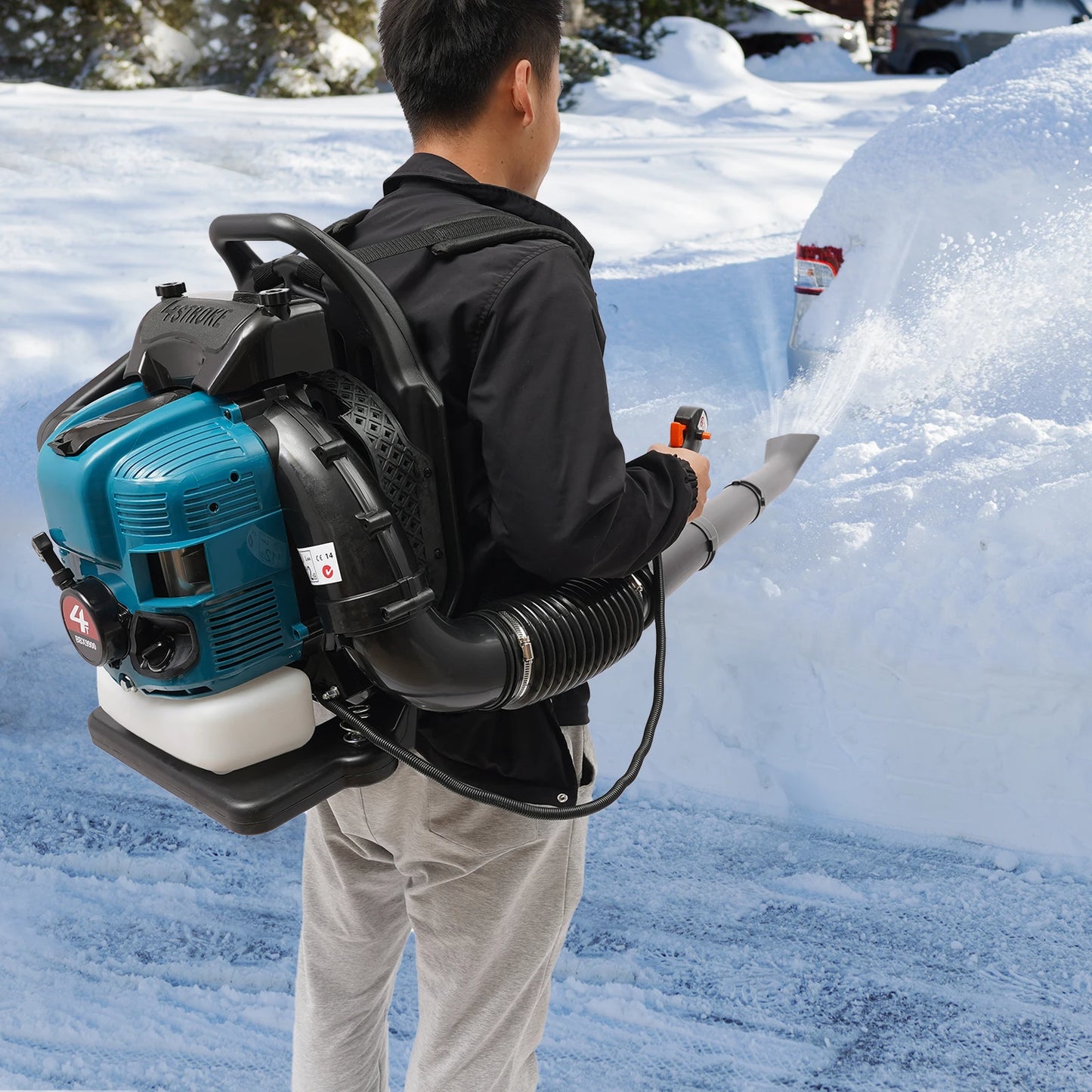 Bymaocar 75.6CC Four Stroke Gas Powered Backpack Leaf Blower