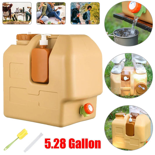 Portable Emergency Water Container With Spigot For Outdoor Camping