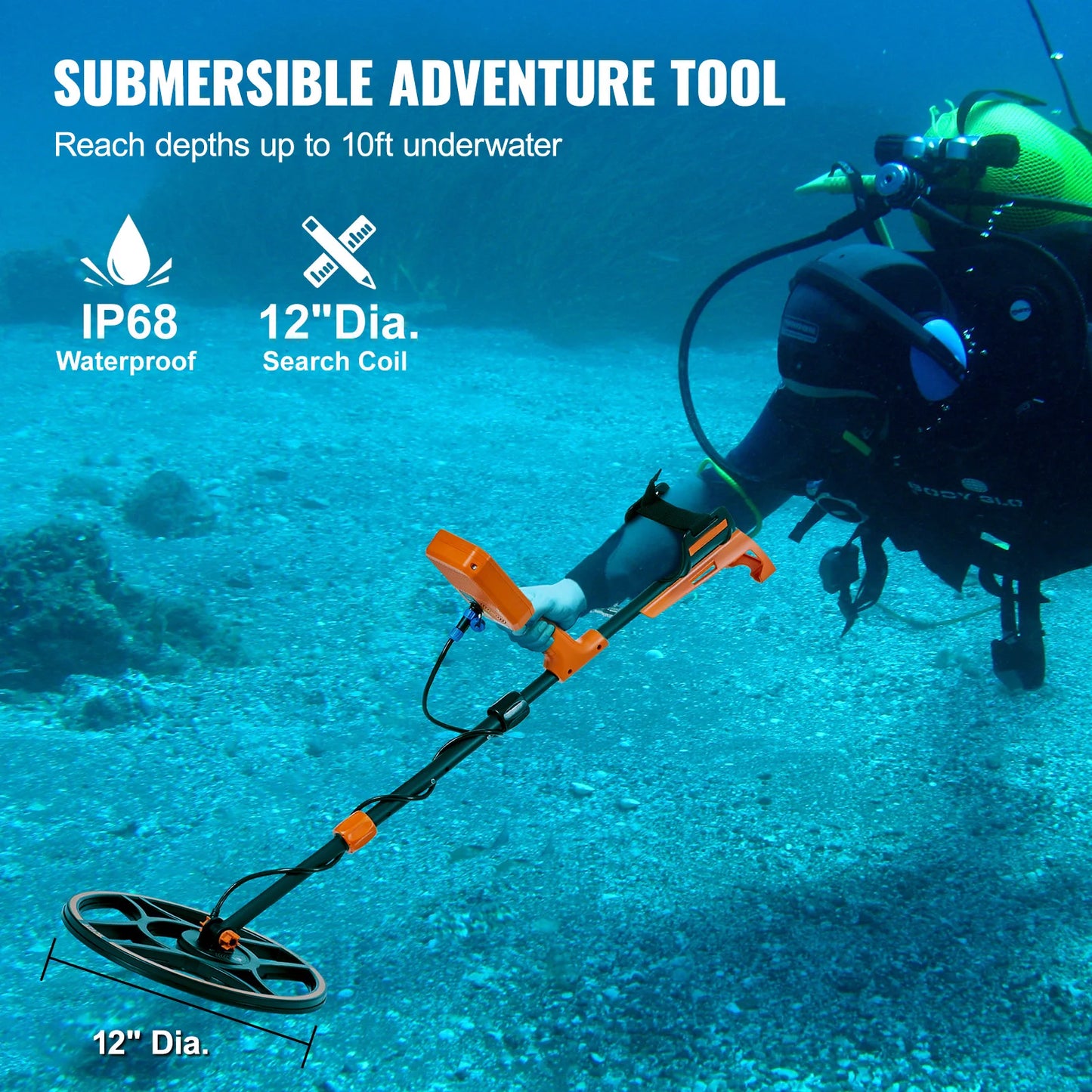 SucceBuy Rechargeable Metal Detector With IP68 Waterproof Coil