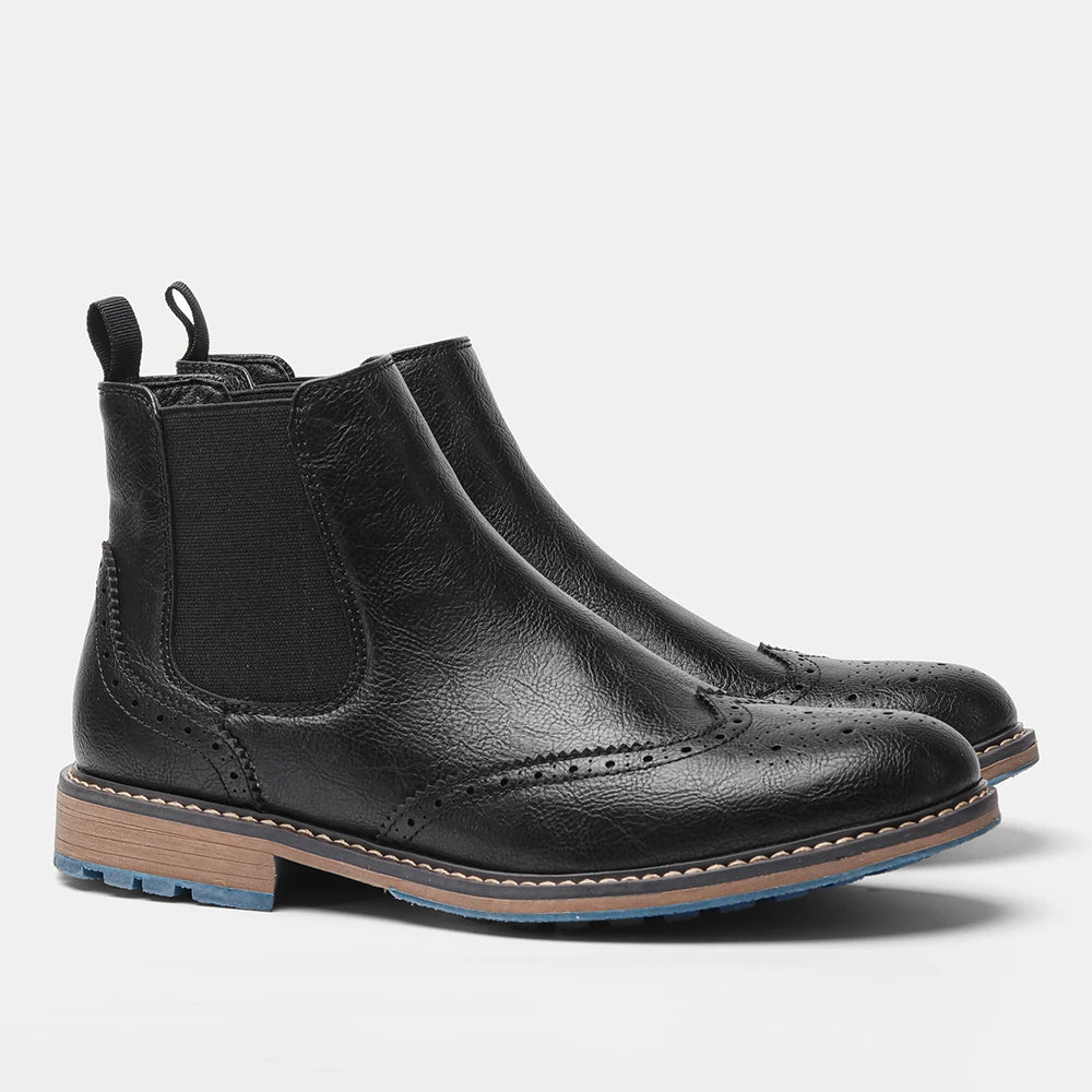 Hecrafted Retro Mens Ankle Boots Leather Comfort Spring Fashion