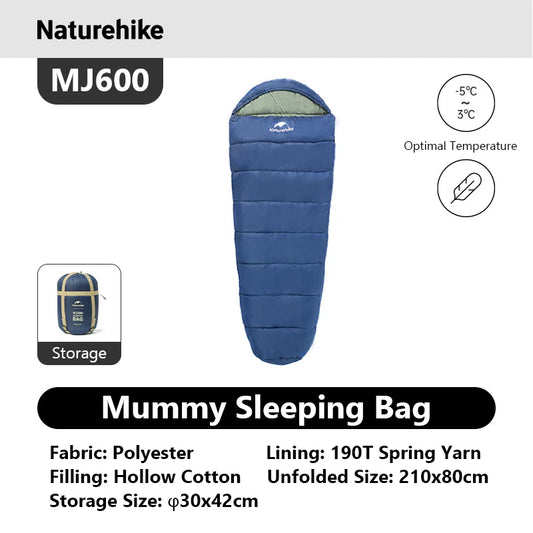 Naturehike MJ300 Mummy Sleeping Bag Polyester Winter Camping Adult